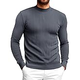 Runcati Mens Mock Turtleneck Sweater Slim Fit Casual Ribbed Knitted Pullover Fall Winter Basic Warm Sweaters