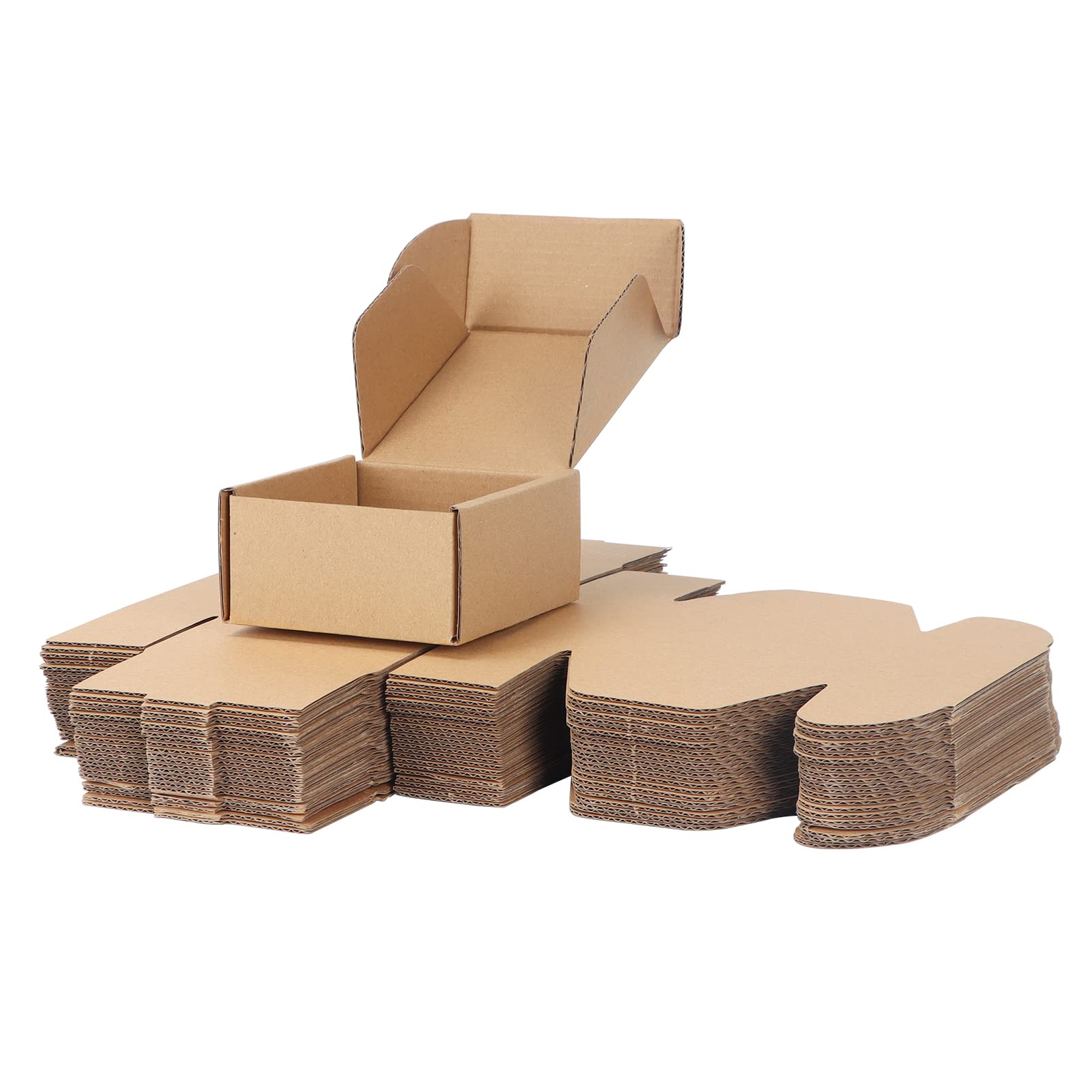 Photo 1 of PHAREGE 4x4x2 inch Shipping Boxes Bulk 25 Pack Brown, Tab Lock Tuck Top Mailer Boxes for Packaging Small Business, Small Cardboard Gift Boxes for Wrapping Mailing Present