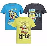Nickelodeon Spongebob Squarepants Boys 3 Pack Short Sleeve T-Shirt for Little Kids