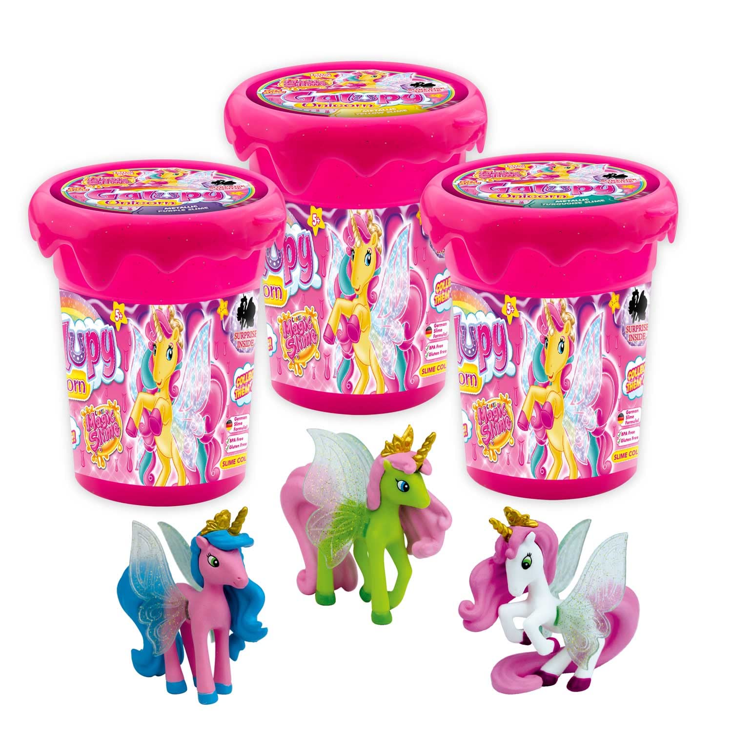 CRAZE Magic Slime Galupy Unicorn: 3 Pack Kids Slime, 110ml, Unicorn Surprise, Safe for Kids, Premade, Easy Cleanup