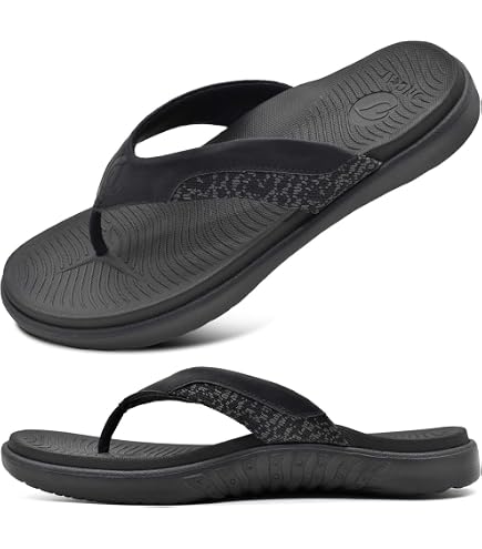 Men\'s Dark Black Beach Flip-Flops Water Sandals Outdoor Athletic Thong Ohana - Black / HLA | OluKai main image 3