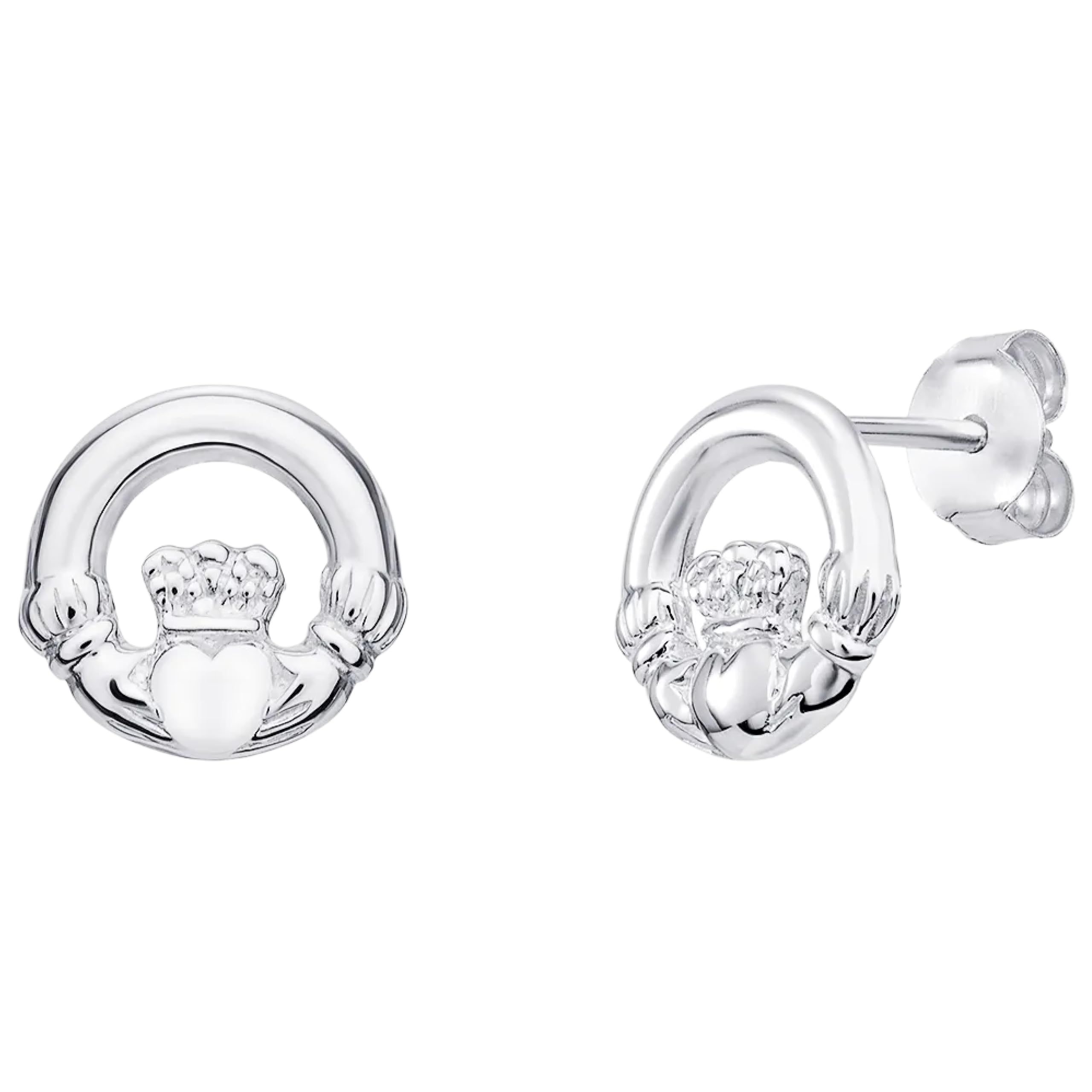 Aeon Claddagh Earrings - Irish Celtic Jewellery | 925 Sterling Silver | Gift Box & Polishing Cloth Included (Silver)