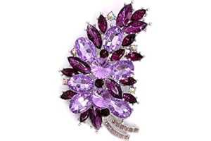 LAXPICOL Vintage Green Austrian Crystal Flower Leaf Bouquet Clusters Large Big Brooch Pin for Women Gold Tone