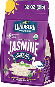 Lundberg Jasmine Rice, Regenerative Organic Certified – Non-Sticky, Aromatic Long-Grain White Rice, Responsibly Grown in Cali
