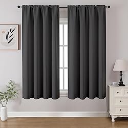 CUCRAF Dark Grey Blackout Curtains 45 inch Length 2