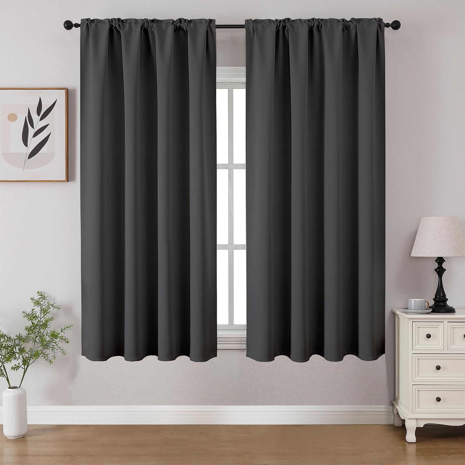 CUCRAF Dark Grey Blackout Curtains 45 inch Length 2