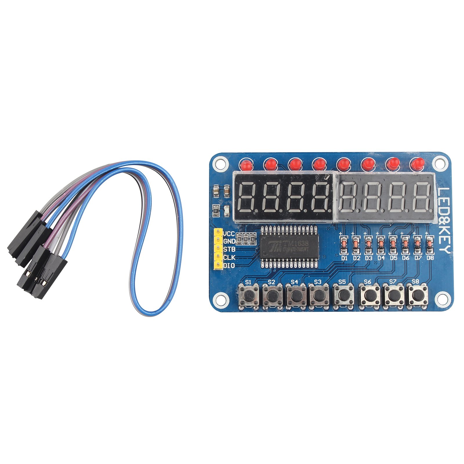 HALJIA TM1638 Digital LED Display Module 8-Bit LED Digital Tube 8 Keys Compatible with AVR Arduino ARM