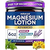 Magnesium Lotion with Arnica, MSM &amp; Boswellia &ndash; Safe for Kids &ndash; 6 fl oz | Cooling Magnesium Cream &ndash; Lightweight Moisturizing Lotion for Legs &amp; Feet