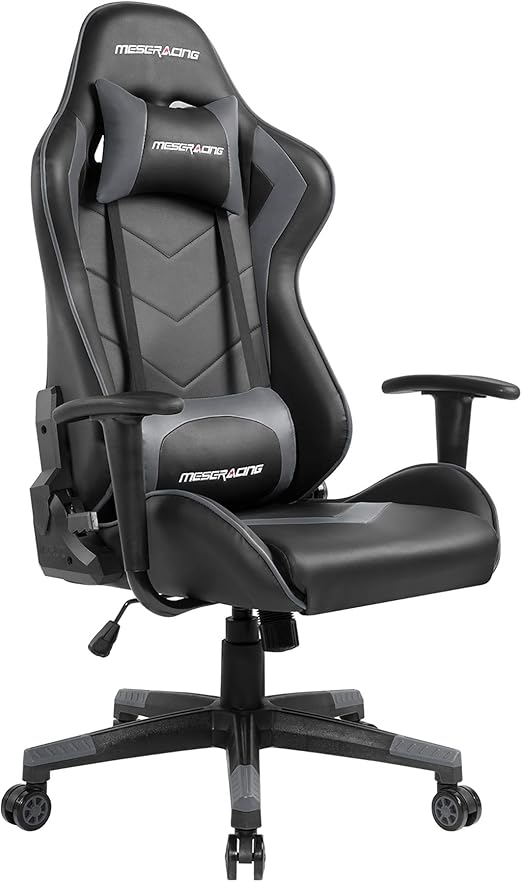 Amazon Co Jp Meseracing ゲーミングチェア パソコンチェア オフィスチェア ゲーム用チェア 175度リクライニング 腰痛対策 固定アームレスト ハイバック 耐荷重1kg Puレザー グレー 141caa Home Kitchen
