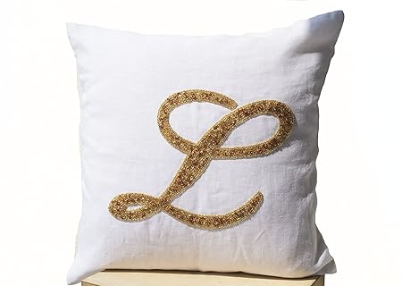 Decorative Throw Pillow Covers With Customized Monogram Letter In
