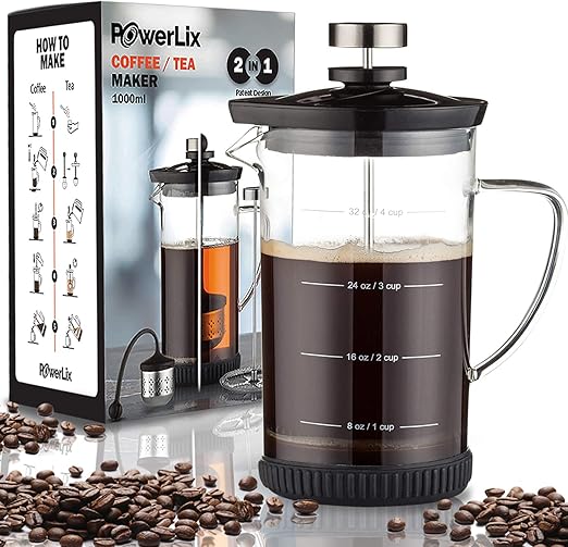 Amazon.com: Cafetera de prensa francesa Powerlix (34 oz ...