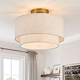 ALAISLYC Flush Mount Ceiling Lights 12 Inch Fabric Light Fixtures 1-Light Modern Round Ceiling Light for Dining Room Kitchen 