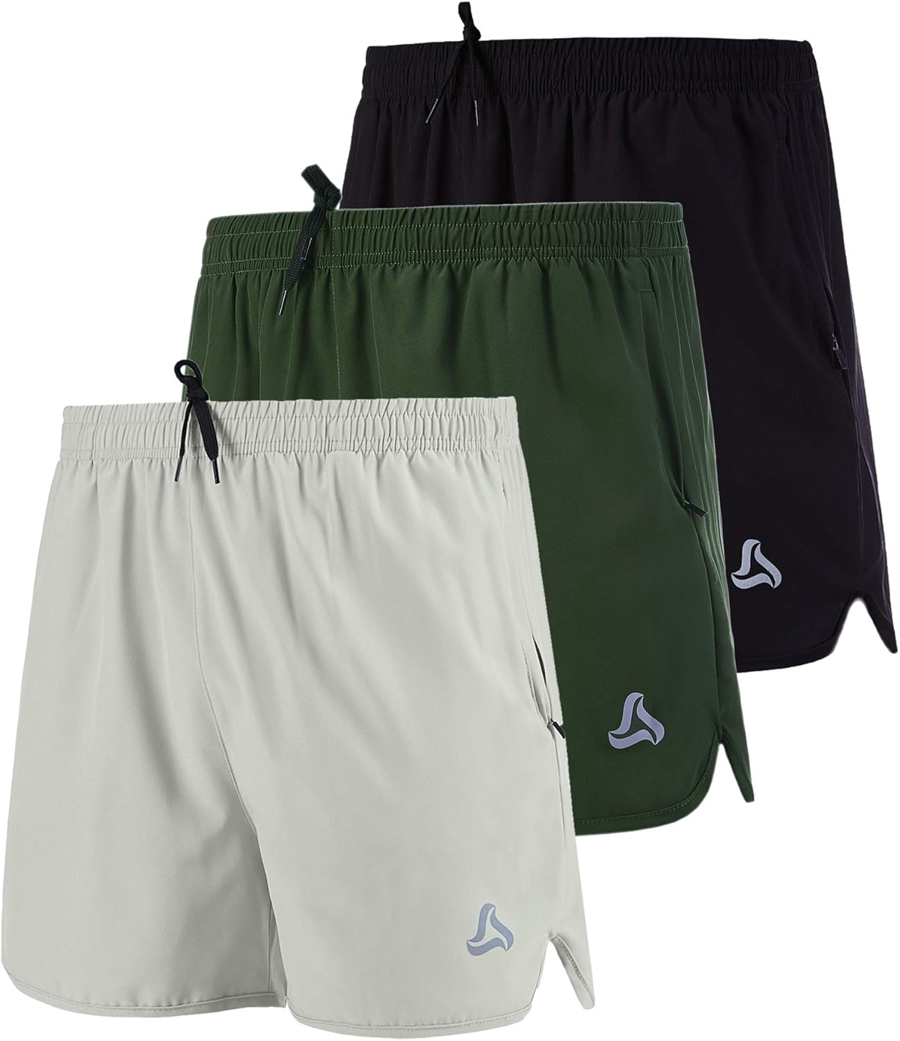 SILKWORLD Men's Running Stretch Quick Dry Shorts with Zipper Pockets(Pack of 2,3): Clothing