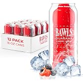 BAWLS Guarana Cherry, BAWLS Guarana Drink, Guarana Soda, Guarana Fueled Soda for Energy, High Energy Caffeinated Drink, 16oz 12 Pack Cans