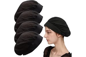 Sdfvsdg 4 Pack Chefs Hat Adjustable Kitchen Cooking Chefs Cap Food Service Hair Nets Mesh Cooking Hats Restaurant Beanie