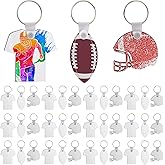 Framendino, 36 Pack 3 Styles Sublimation Keychain Blanks MDF Double Sided Heat Transfer Rugby Key Chains Bulk for DIY Craft