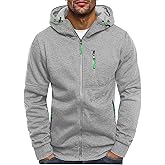 Riskrole Men's Zip Up Fleece Hoodie Lightweight Sweatshirt Long Sleeve Sports Hooded Jacket with Zipper Pockets