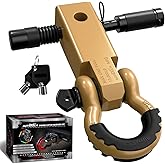 AUTMATCH Shackle Hitch Receiver 2 Inch - 3/4" D Ring Shackle and 5/8" Trailer Hitch Lock Pin, 45,000 Lbs Break Strength Heavy Duty Receiver Towing Kit for Off-Road Vehicle Recovery, Gold