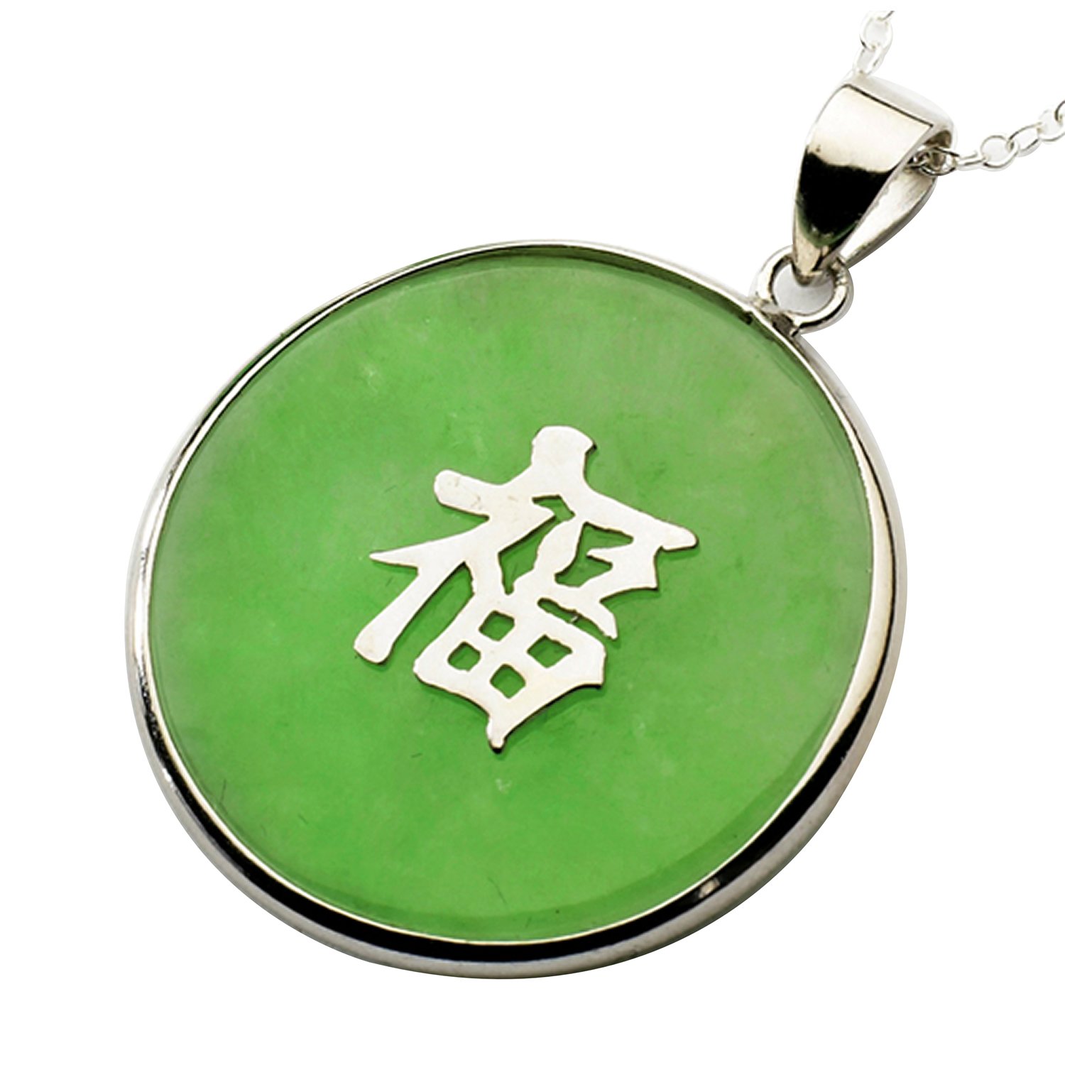 Colgante redondo con el símbolo de la buena suerte Plata y jade