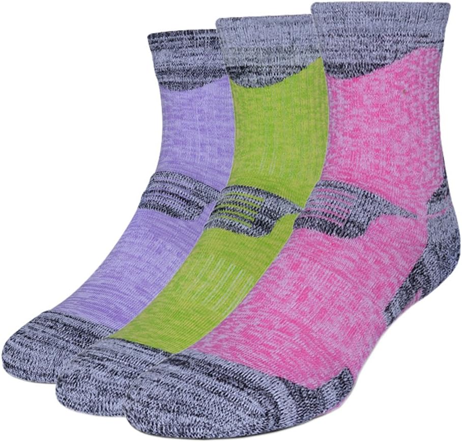 3 Pairs Men Women Running Hiking Socks - No Blister Terry Cushion, Breathable, Warm, Moisture Wicking, Arch Support, for Outdoor Sports Walking Trekking Cycling Camping Golf Gym, Unisex UK Size 3-7