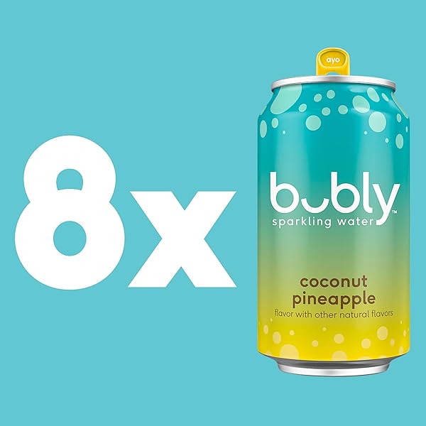 BUBLY SPARKLING WATER, COCONUT PINEAPPLE, ZERO SUGAR & ZERO CALORIES, SELTZER WATER, 12 FL OZ CANS (PACK OF 8)