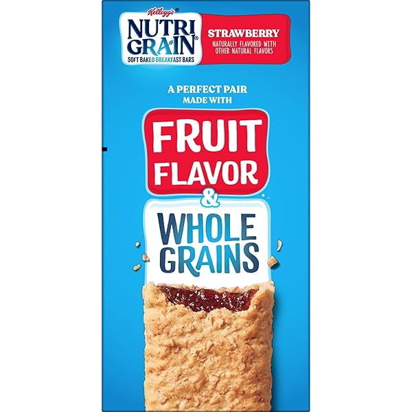 NUTRI-GRAIN BREAKFAST BARS, MADE WITH 10G WHOLE GRAINS, SNACK BARS, STRAWBERRY, 20.8OZ BOX (16 BARS)