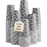 Huifany 16 oz Coffee Cups 180 Pack, Disposable Coffee Cups Hot Paper Cups 16 oz, Insulated Paper Coffee Cup for Hot Cold Drinks