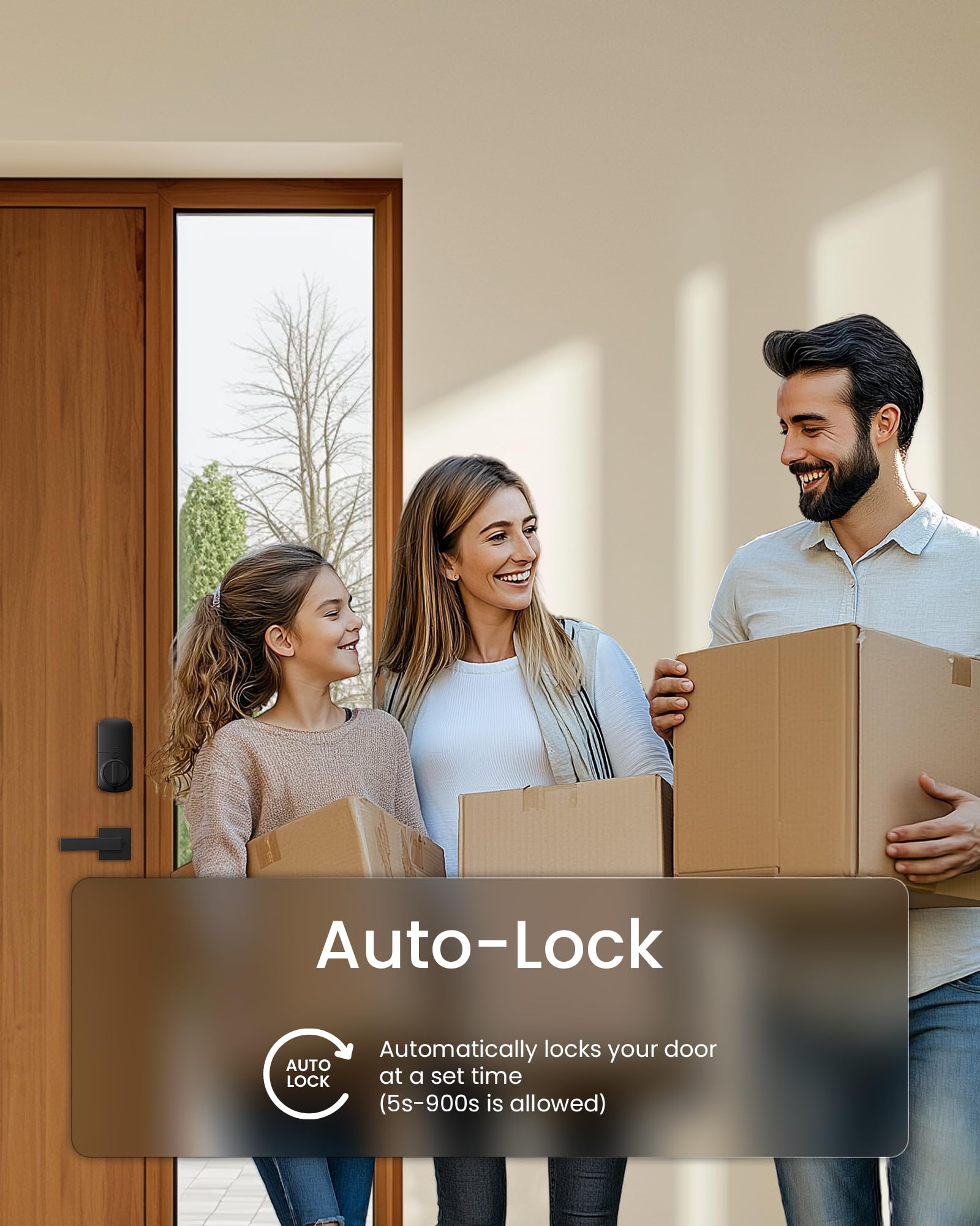 DESLOC Smart Door Lock B200, Smart Deadbolt Lock, Keyless Entry Door Lock, Fingerprint Smart Lock, Smart Locks for Front Door, App Control, Touchscreen Keypad Deadbolts,12-Month Battery, BHMA Grade3