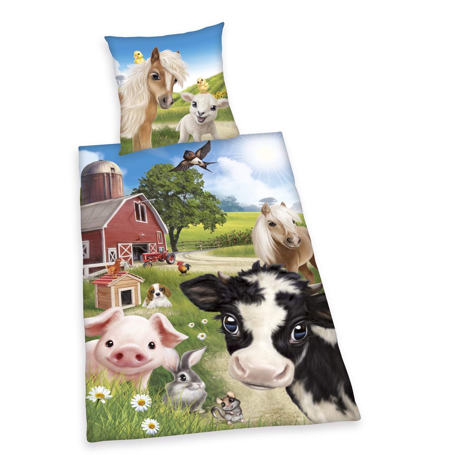 Herding Bedding Set, Cotton, Multicoloured, 70 x 90 cm, 140 x 200 cm