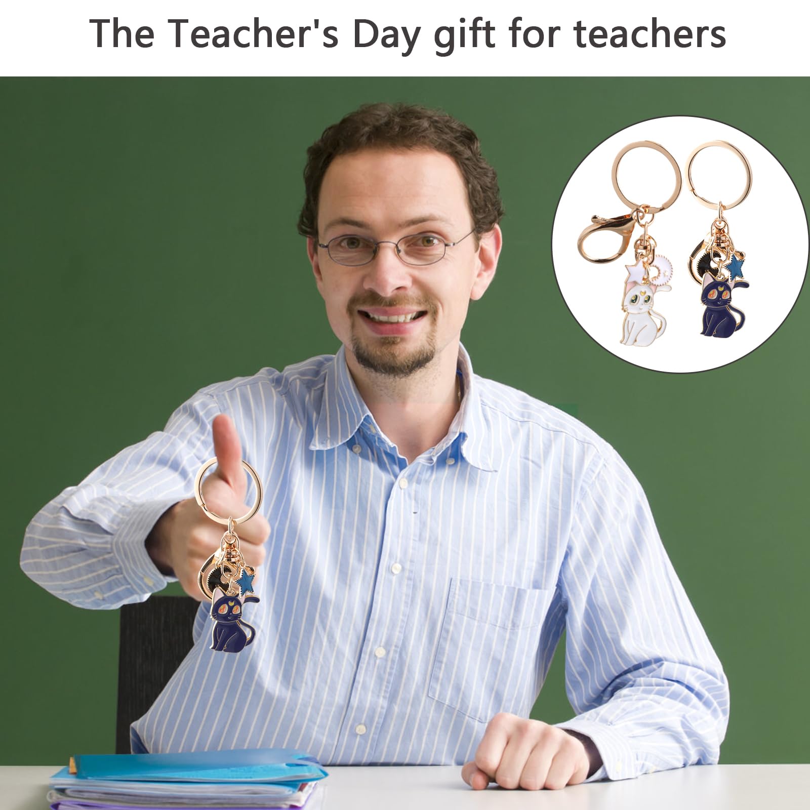 2 Pcs Sailor Moon Keychain Cartoon Cute Magic Cat Keychain Sailor Moon Idea Metal Pendant KeychainCartoon Keyring for Womens Bag Charms Cat Keychains for Women Girls Cat Lovers