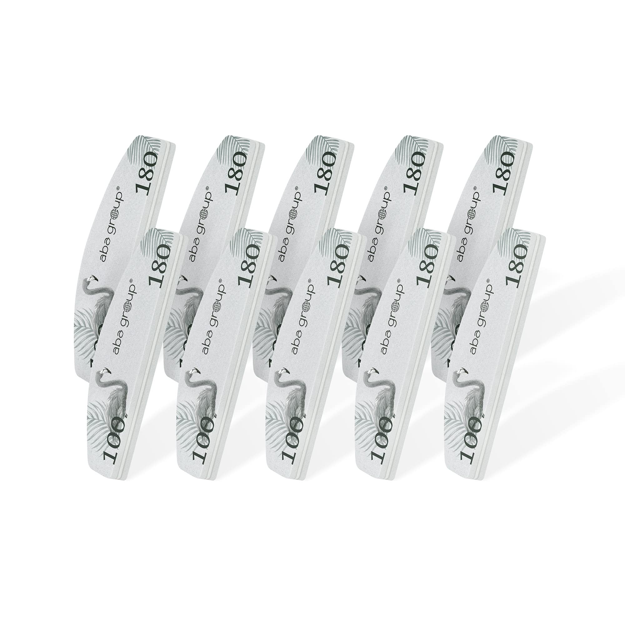 Aba Group Mini Buffer Flamingo 10pc 100/180, Crescent, Half-Moon, Polishing Block File, Precision Polishing Cube, One-Time Use, Pliable, Long Nail Polisher, Manicure, Made in EU