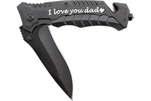 Corfara Engraved Black Tactical Folding Pocket Knife for Dad with Window Glass Breaker, Seatbelt Cutter, Gifts for Dad from Son, Daughter, Dad Birthday Gifts, Dad Gifts for Fathers Day, Christmas