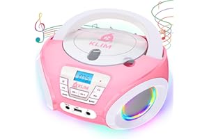 KLIM Candy Kids Portable CD Player – New Version Boombox with FM Radio & Speakers – Includes Batteries – Cute Pink Design for Kids & Toddlers - Rose