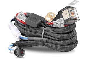 NR NIRIDER Wiring Harness 2 Lead, Nirider 12V 40A Rocker Switch Relay Fuse Nylon Wiring Harness Kit for LED Light Bars Fog Lights Work Lights Driving Lights Offroad LED Pods Wire Kit for Truck UTV ATV Boat