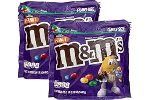 M&M's Family Size Candy, Dark Chocolate, 19.2 Ounce (49% Cacao Dark Chocolate Peanut Candies, 2 Bags)