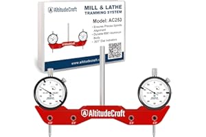 AltitudeCraft Precise Mill and Lathe Tramming System Tool, Machine Calibration for CNC Router and Mini Mill, 0.001” Dual Dial Indicators, 1/4" Shank