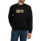 Armani Exchange mens Bonded Stretch Gold Logo Center Chest Crewneck Sweatshirt