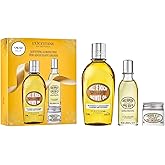 L’Occitane Softening Almond Trio Gift Set, Holiday Skincare Essentials with Body Oils & Milk, Moisturizing Travel-Sized Daily Care for Smooth Skin