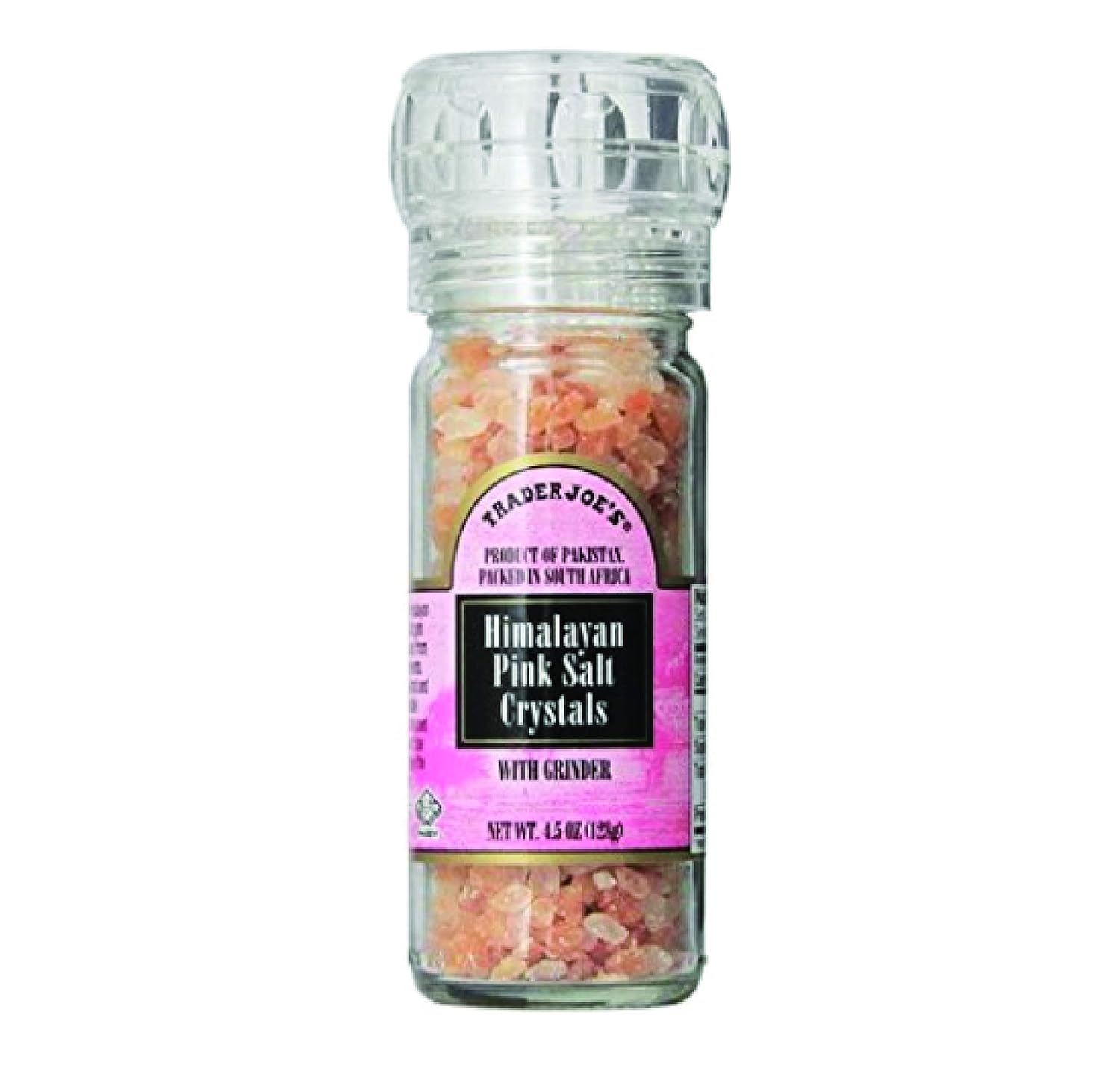 Trader Joe's Himalayan Pink Salt Crystals with Built in Grinder Natural and Pure Use in Any Dish You Would Use Regular Salt - 4.5oz : Coarse Salts : Grocery & Gourmet Food
