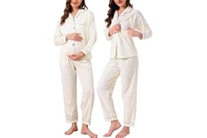 cheibear Womens Nursing Pajamas Pregnancy Sleepwear Button Down Breastfeeding Maternity Postpartum Lounge Sets