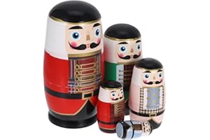 GALPADA Christmas Nutcracker Wooden Nesting Dolls Russian Matryoshka for Hand-Painted Solid Wood Doll