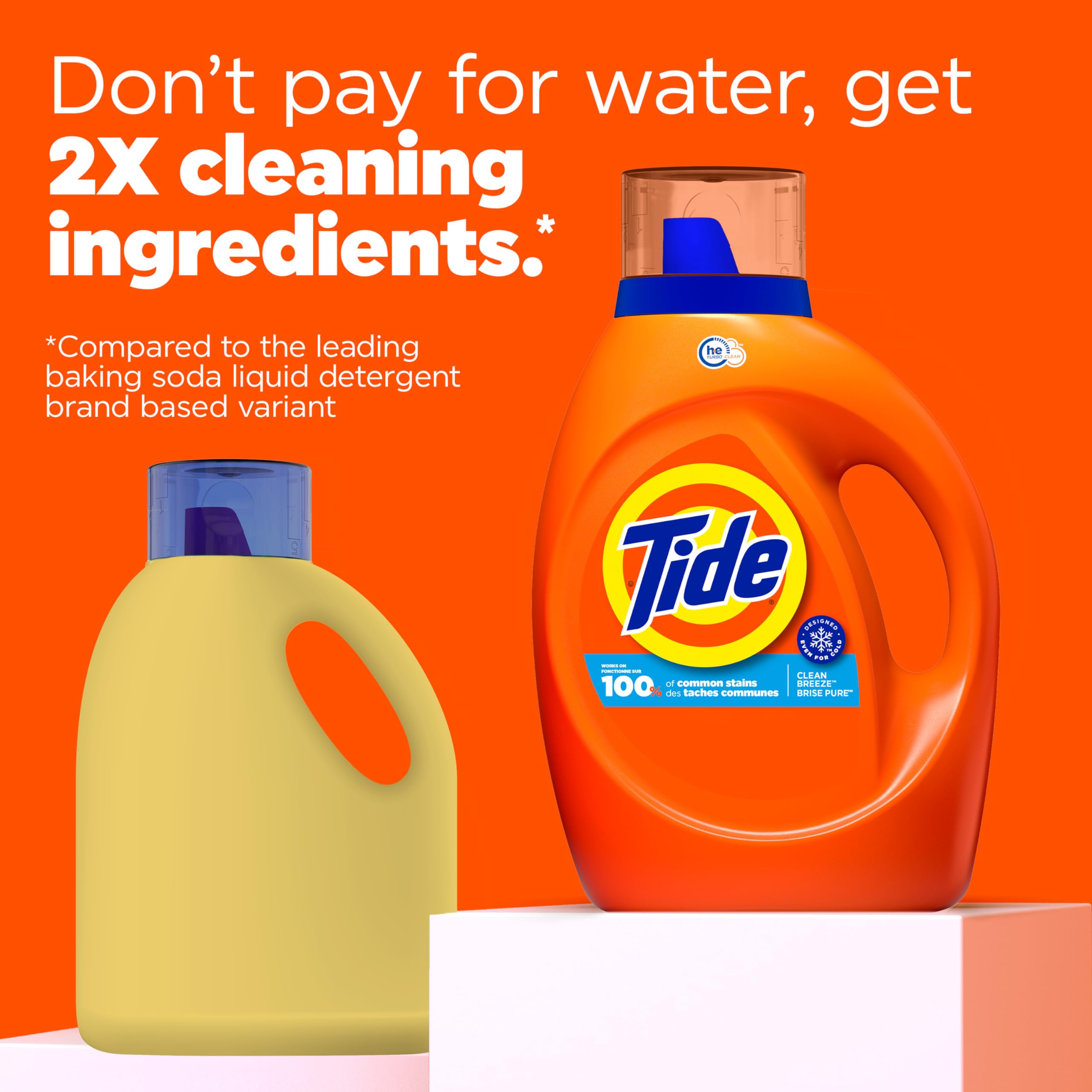 Tide Liquid Laundry Detergent, HE Compatible, Clean Breeze Scent, 64 loads, 84 fl oz (Packaging May Vary)