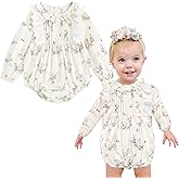 Simplee kids Baby Girl Romper Floral Long Sleeve Ruffle Romper Bodysuit Summer Spring Outfits