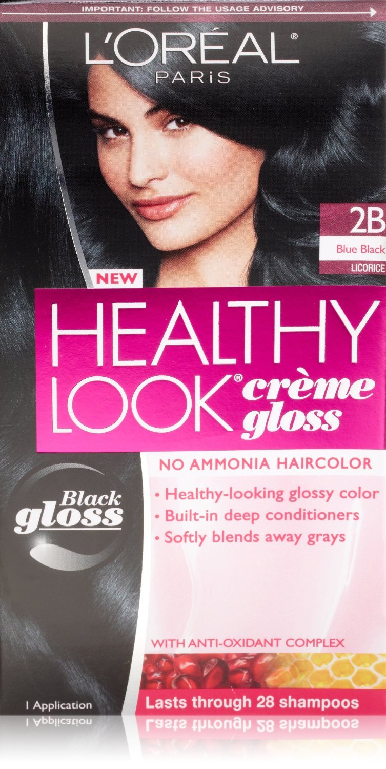 3 Pk, L'Oreal Paris Healthy Look Creme Gloss, Blue Black / Licorice #2B