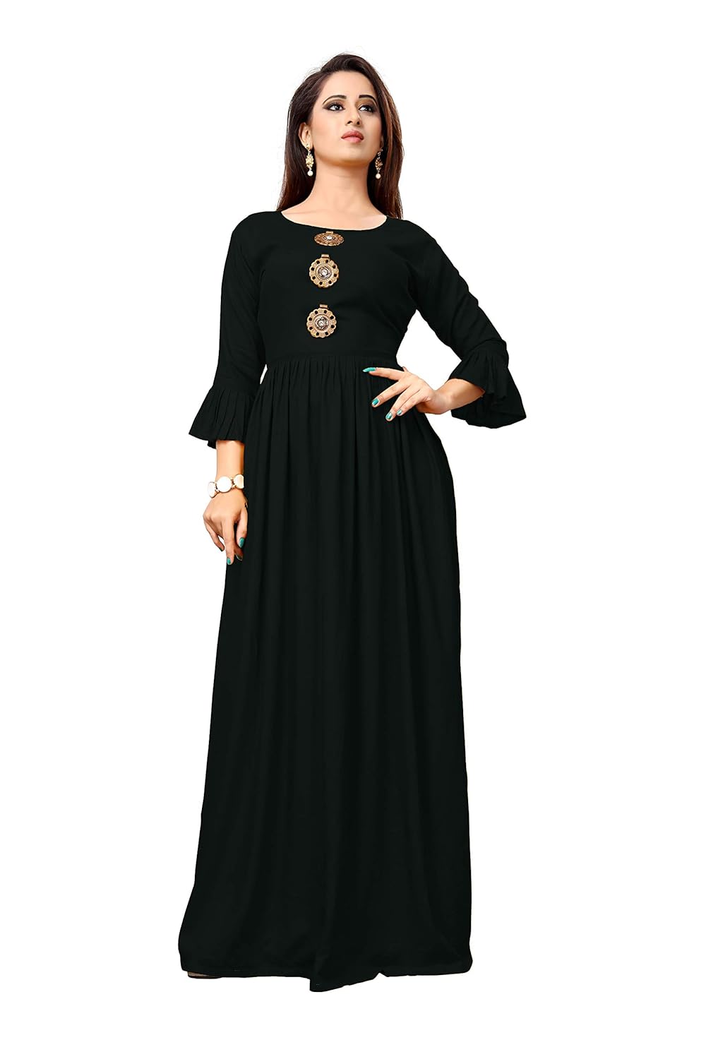 saree kurti marts latest new rayon mustard coloured gown (skm-804_main)