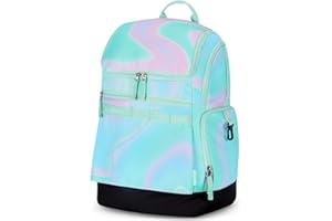 Choco Mocha Swim Backpack Girls, 35L Swimming Bag for Kids with Wet and Dry Compartments, Swim Gear Bag Fluids Teal