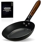 YOSUKATA 7.9" Carbon Steel Frying Pan – Non-Toxic Pre-Seasoned Skillet with Removable Wooden Handle – Coating-Free Wok-Style Pan for Gas, Induction, Electric, Oven & Grill BBQ