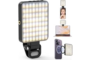 Magnetic Selfie Light, [128 LEDs] Diyife 360° Rotatable Clip on Phone Light, Video Conference Lighting, 20h Long-Lasting, 3 L