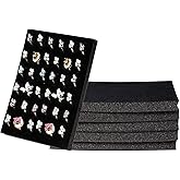 Juvale Rectangular Velvet Jewelry Foam Insert - 36-Slot Jewelry Display Tray - Plush Velvet Earring Organizer Insert - Compact Accessory Storage - 6 Pack, 7.5" x 5.5" x 0.5", Black
