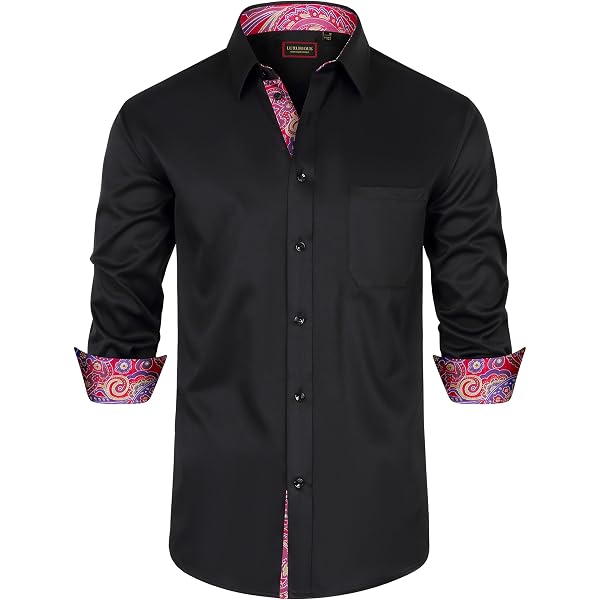 black dress shirt with red accents Grenouille Black Shirt with Red Rose Accent Details – Horse Show Closet-HSC main image 1